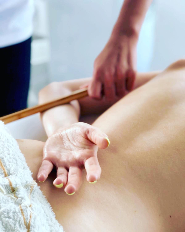 Bamboo massage training covering body massage techniques, manual therapy, and professional wellness treatments.