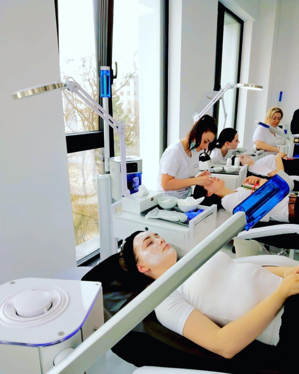 Hands-on cosmetology training covering facial treatments, skincare, and professional beauty devices.