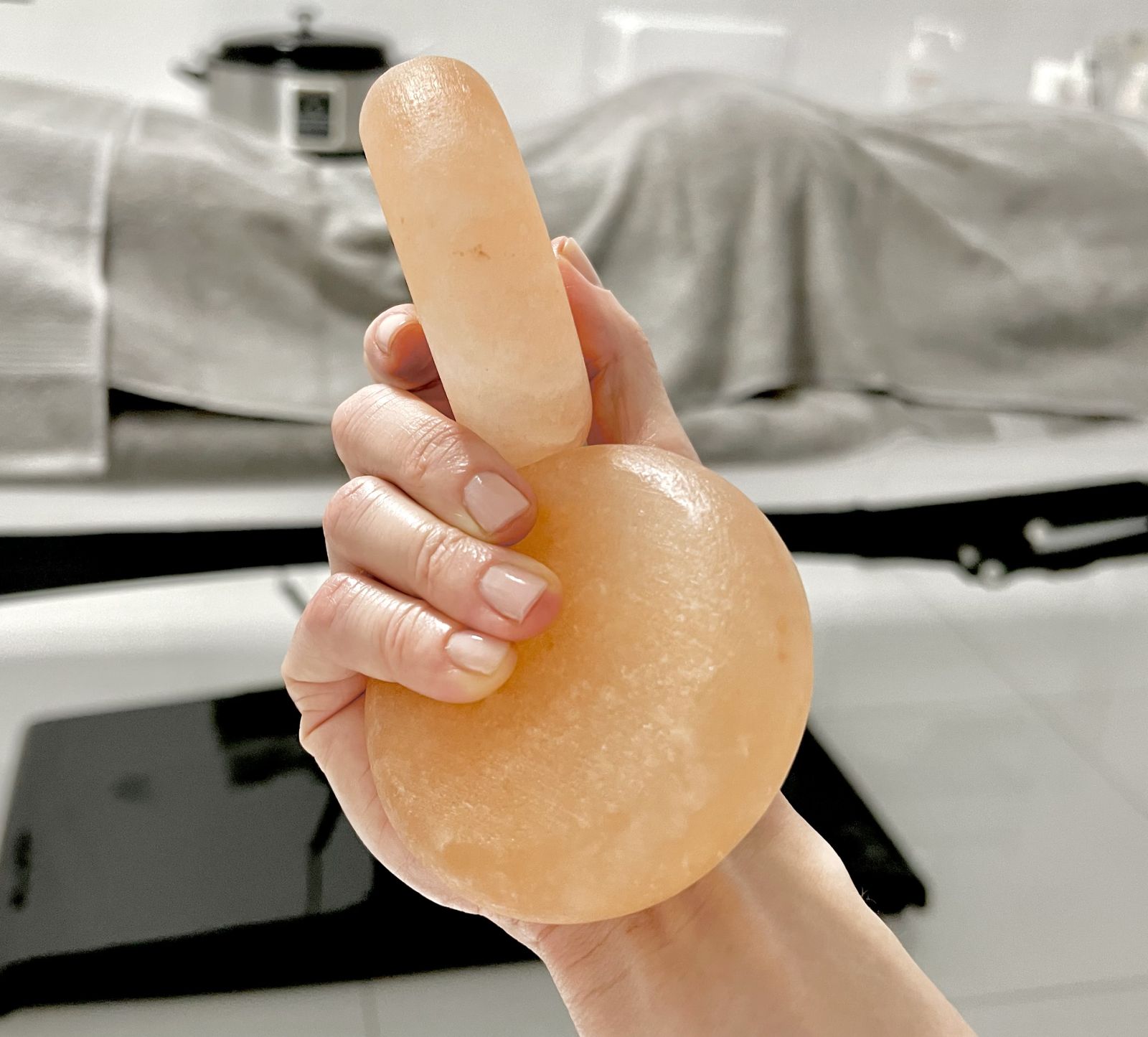 warm Himalayan salt stones prepared for spa massage